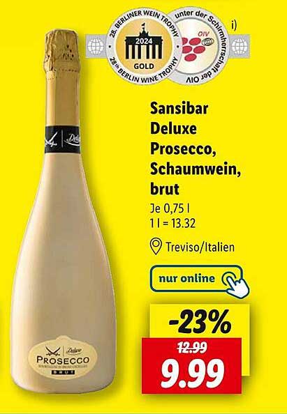 Sansibar Deluxe Prosecco, Schaumwein, brut 0,75 l