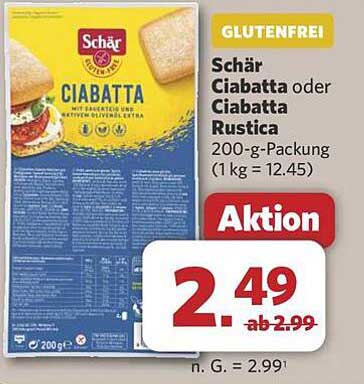 Schär Ciabatta oder Ciabatta Rustica 200-g-Packung
