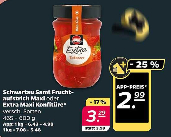 Schwartau Samt Fruchtaufstrich Maxi oder Extra Maxi Konfitüre – Verschiedene Sorten