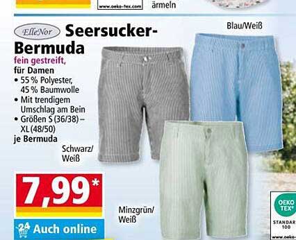 Seersucker-Bermuda für Damen - fein gestreift