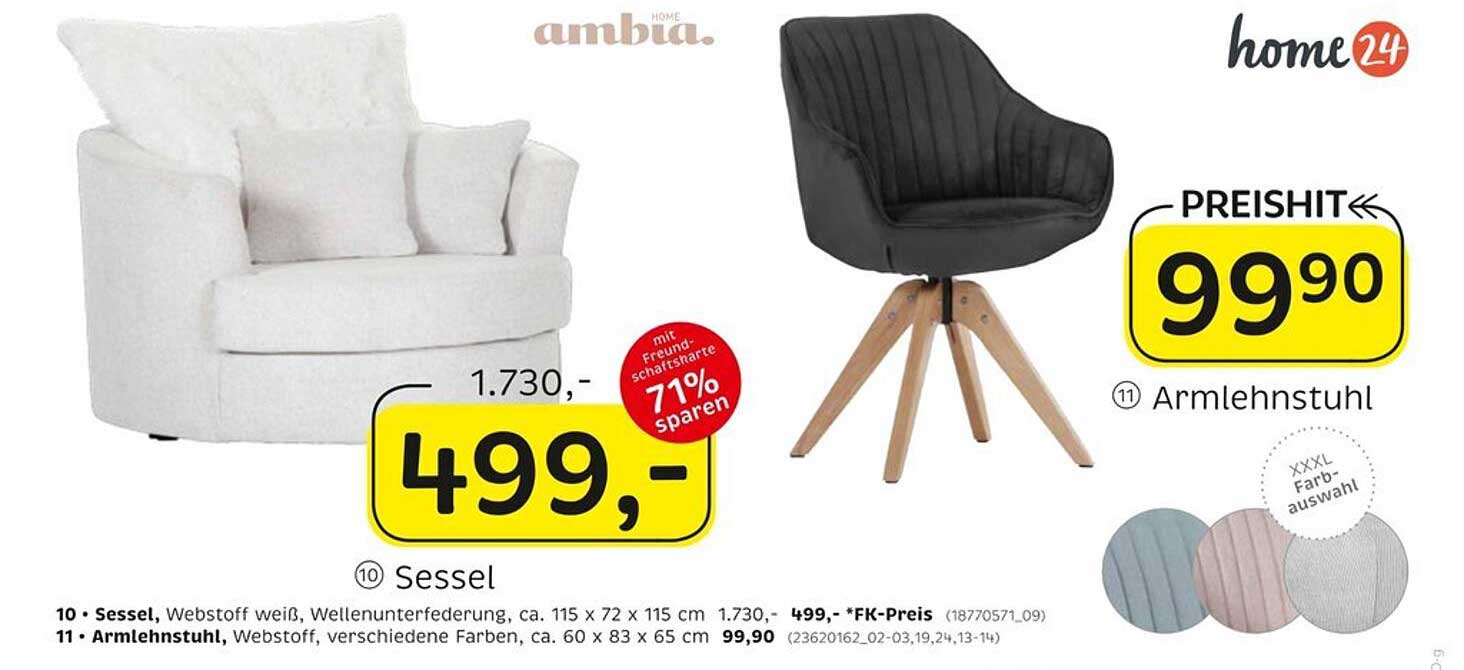 Sessel, Webstoff weiß, Wellenunterfederung, ca. 115 x 72 x 115 cm, 71% sparen – jetzt nur 499,–