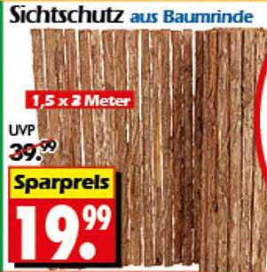 Sichtschutz aus Bauminde 1,5 x 2 Meter