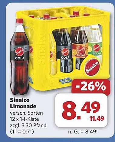 Sinalco Limonade 12 x 1-L-Kiste