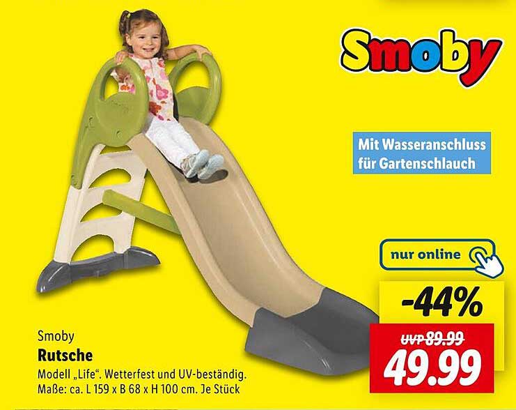 Smoby Rutsche Modell „Life“ mit Wasseranschluss für Gartenschlauch