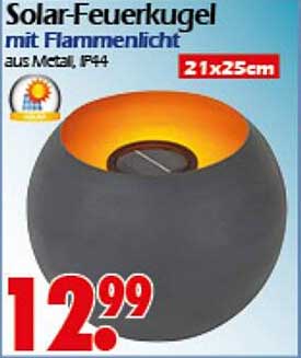 Solar-Feuerkugel mit Flammenlicht aus Metall, IP44, 21x25cm