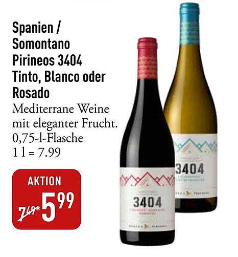 Spanien / Somontano Pirineos 3404 Tinto, Blanco oder Rosado