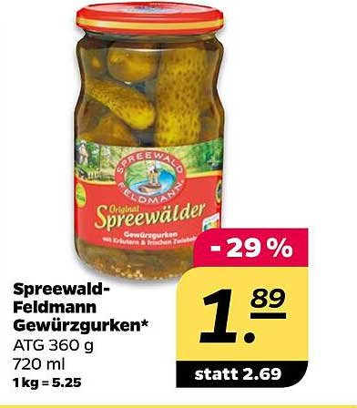 Spreewald-Feldmann Gewürzgurken 720 ml - Nur 1,89€!