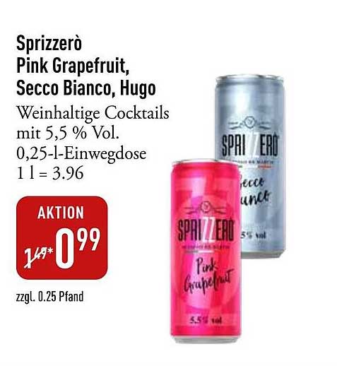 Sprizzerò Pink Grapefruit, Secco Bianco, Hugo
