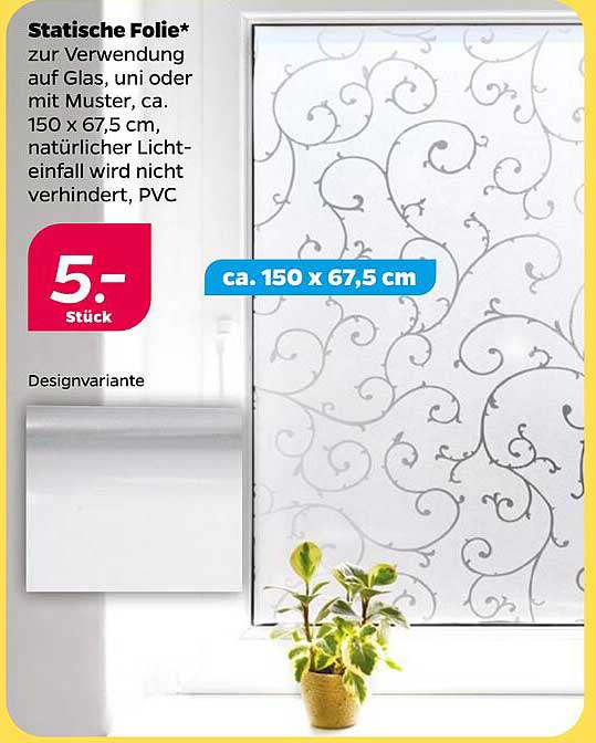Statische Folie 150 x 67,5 cm zur Verwendung auf Glas