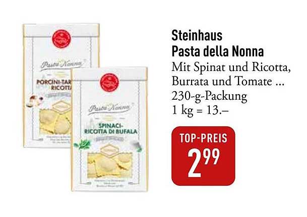 Steinhhaus Pasta della Nonna mit Spinat und Ricotta, Burrata und Tomate - 230-g-Packung