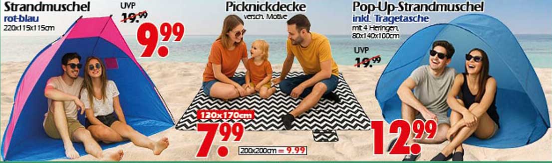 Strandmuschel rot/blau