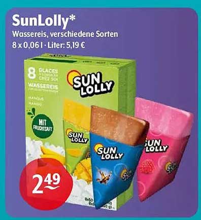 SunLolly Wassereis, verschiedene Sorten 8 x 0,06 L