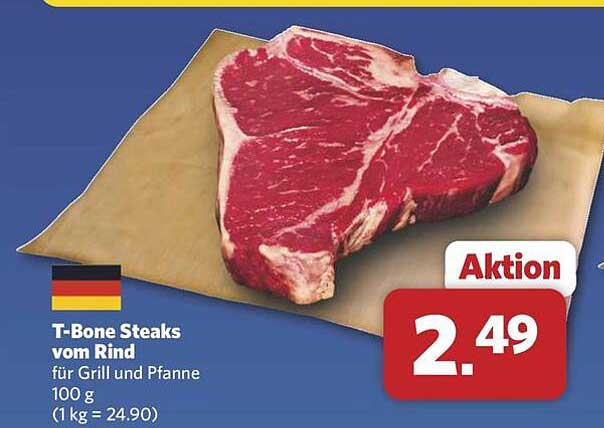 T-Bone Steaks vom Rind für Grill und Pfanne