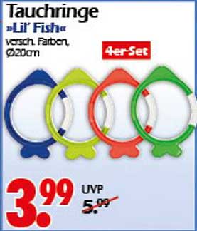 Tauchringe "Lil' Fish" - 4er-Set in verschiedenen Farben