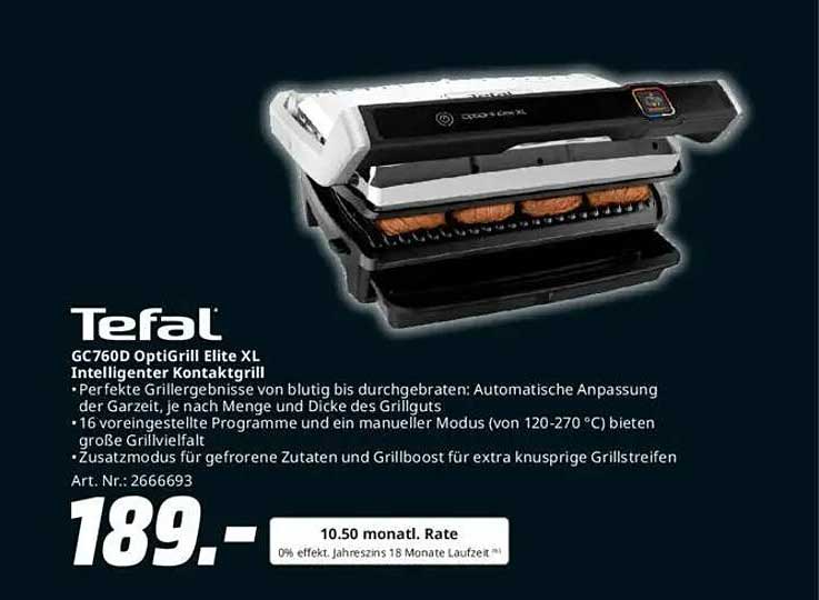 Tefal GC760D OptiGrill Elite XL - Intelligenter Kontaktgrill