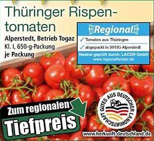 Thüringer Rispen-Tomaten 650-g-Packung