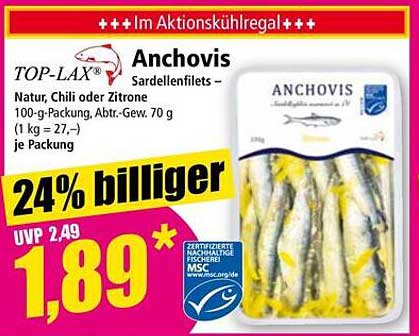 Top-Lax Anchovis Sardellenfilets – Natur, Chili oder Zitrone
