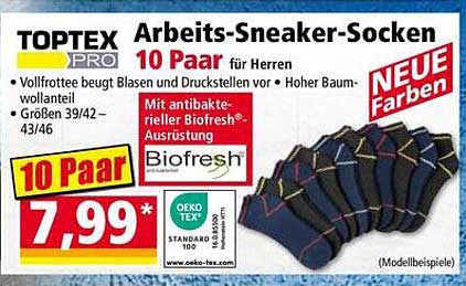 TOPTEX PRO Arbeits-Sneaker-Socken 10 Paar für Herren