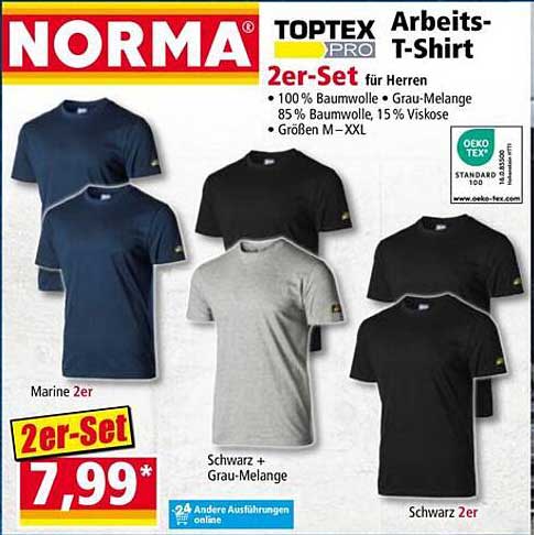 TOPTEX PRO Arbeits-T-Shirt 2er-Set für Herren