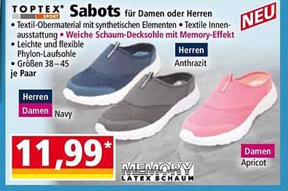 TOPTEX Sabots für Damen und Herren – neu im Sortiment!