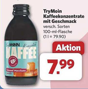 TryMoin Kaffeeekonzentrat mit Geschmack – verschiedene Sorten in der 100-ml-Flasche