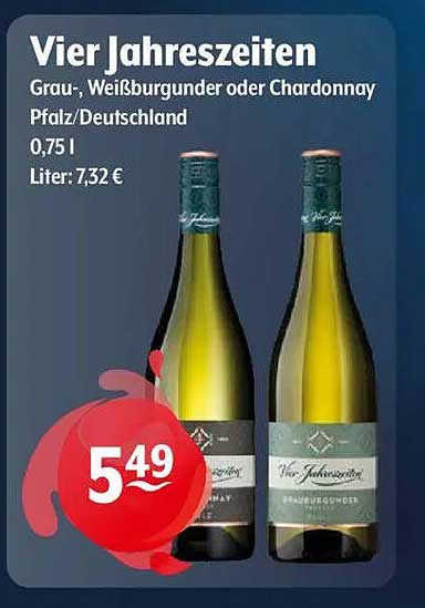 Vier Jahreszeiten Grau-, Weißburgunder oder Chardonnay 0,75 l