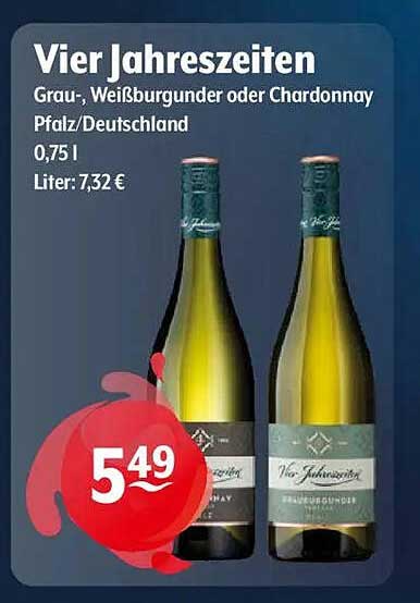 Vier Jahreszeiten Grau-, Weißburgunder oder Chardonnay 0,75 L