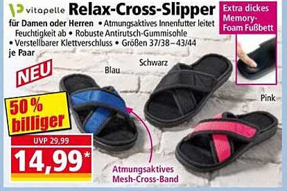 vitopelle Relax-Cross-Slipper für Damen und Herren