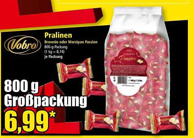Vobro Pralinen - Brownie oder Marzipan Passion 800g-Packung
