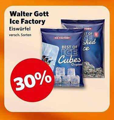 Walter Gott Ice Factory Eiswürfel - 30% Rabatt auf verschiedene Sorten