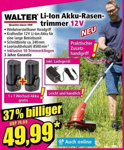 WALTER® Li-Ion Akku-Rasentrimmer 12V