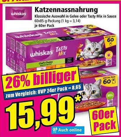 Whiskas Tasty Mix Katzennassnahrung 60x85g Packung