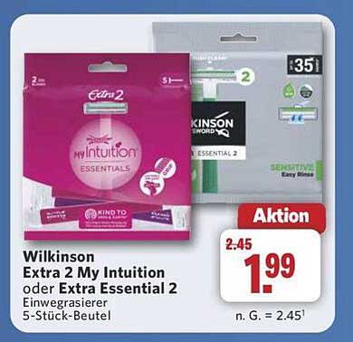 Wilkinson Extra 2 My Intuition oder Extra Essential 2 Einwegrasierer 5-Stück-Beutel
