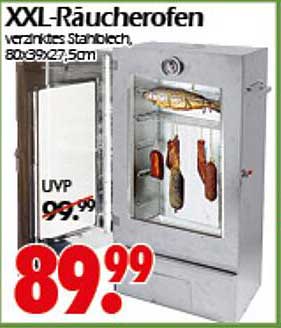 XXL-Räucherofen aus verzinktem Stahlblech, 80x39x27,5cm