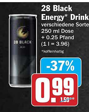 28 Black Energy* Drink verschiedene Sorten 250 ml Dose + 0.25 Pfand