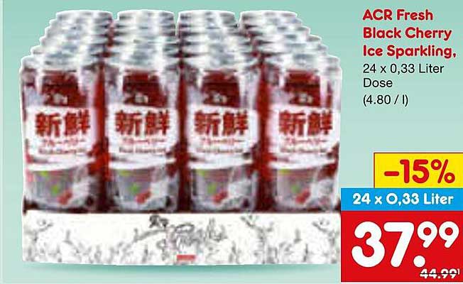 ACR Fresh Black Cherry Ice Sparkling, 24 x 0,33 Liter Dose
