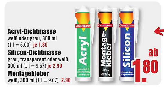 Acryl-Dichtmasse weiß oder grau, 300 ml