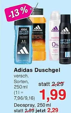 Adidas Duschgel 250 ml und Deospray 250 ml im Angebot