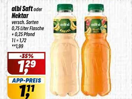 albi Saft oder Nektar versch. Sorten 0,75 Liter Flasche