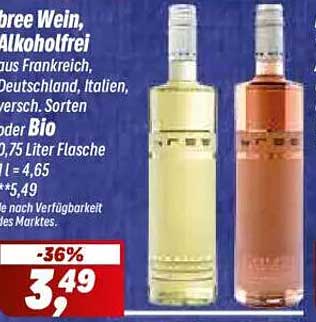 Alkoholfreier Wein, 0,75 Liter Flasche, verschiedene Sorten