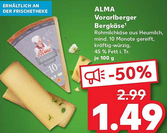 ALMA Vorarlberger Bergkäse - 50% Rabatt!