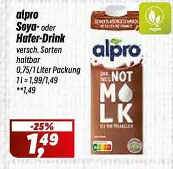 alpro Soya- oder Hafer-Drink