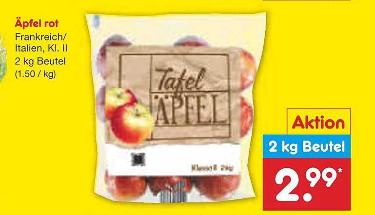 Äpfel rot, Frankreich/Italien, Kl. II – 2 kg Beutel