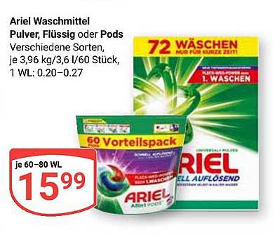 Ariel Waschmittel Pulver, Flüssig oder Pods - Verschiedene Sorten