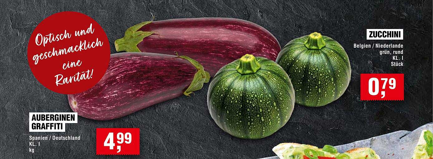 Auberginen Graffiti und Zucchini - Frisches Gemüse für Ihre Küche