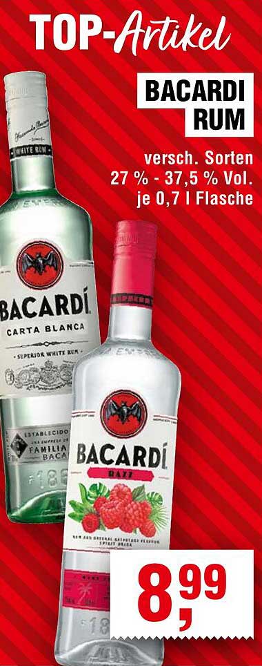 Bacardi Rum - verschiedene Sorten, 0,7 l Flasche