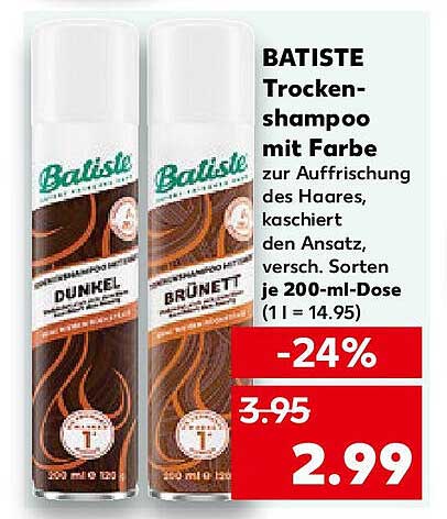 BATISTE Trockenshampoo mit Farbe zur Auffrischung des Haares