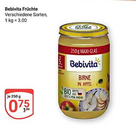 Bebivita Früchte - Birne in Apfel, 250 g Maxi-Glas