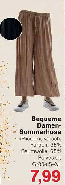 Bequeme Damen-Sommerhose »Plissee«, versch. Farben