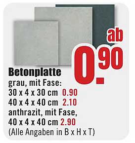Betonplatte grau, mit Fase - ab 0,90